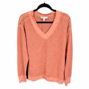 Knox Rose Waffle Knit Sweater with Embroidery